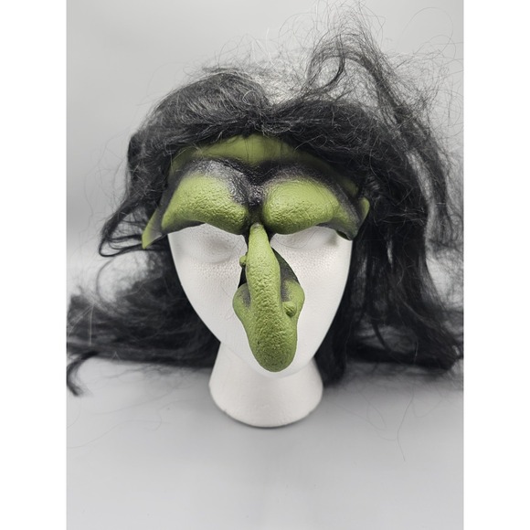 Other - Vintage Paper Magic Group Witch Domino Eye Nose Mask W/ Hair Latex 1996 Green